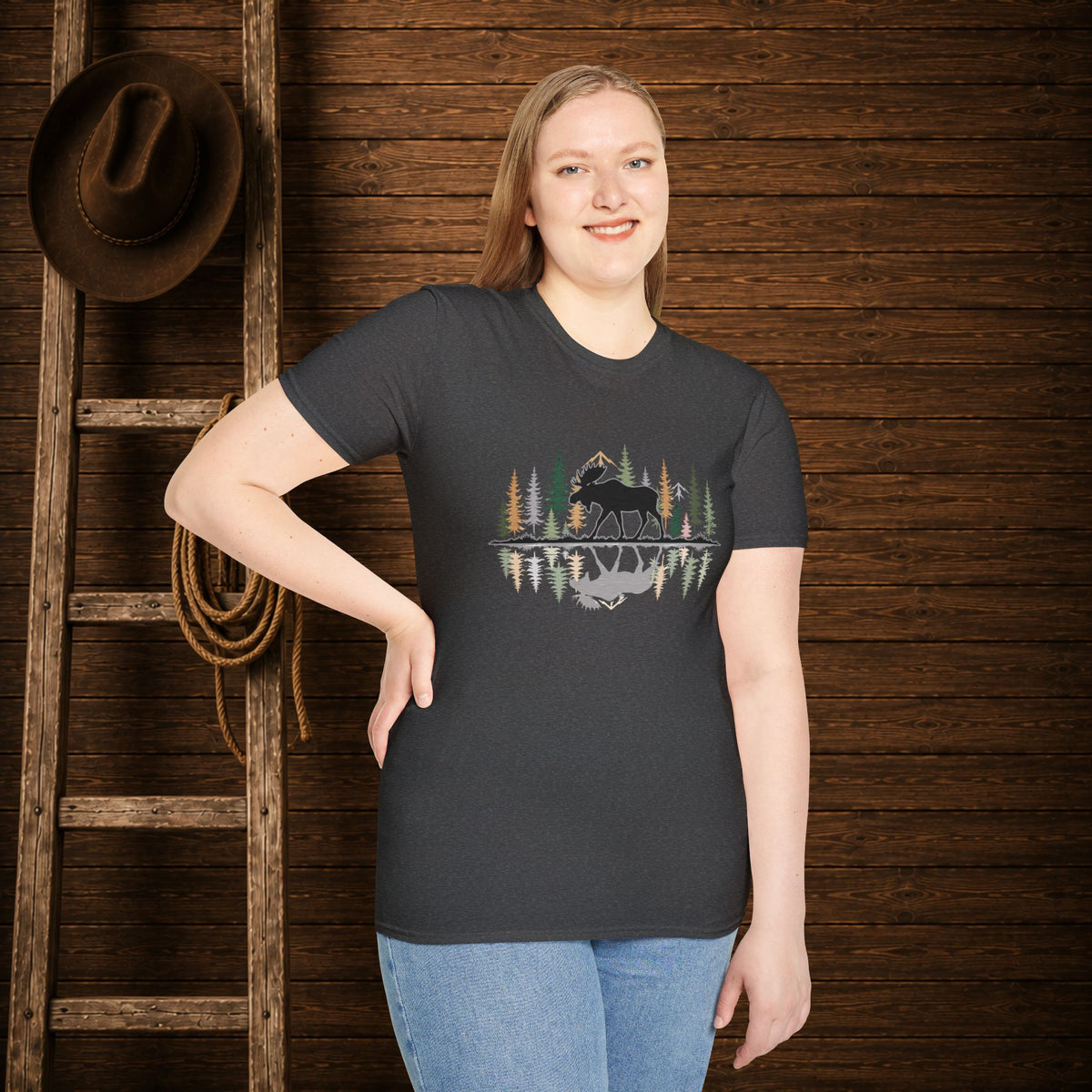 Morning Reflection Moose   Adult Size T-Shirt