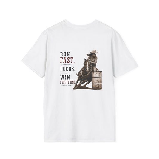 Run Focus Win Cowgirl  (Back) T-Shirt