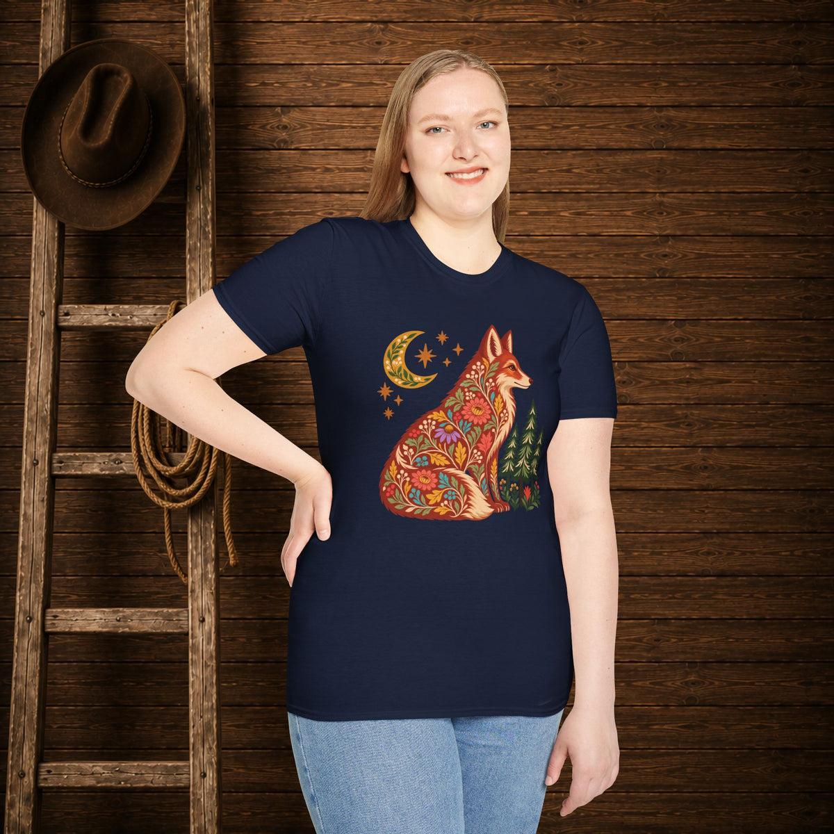 Fall Bloom Fox  Adult Size T-Shirt