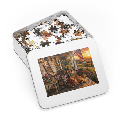 Country Porch  Jigsaw Puzzle with Tin