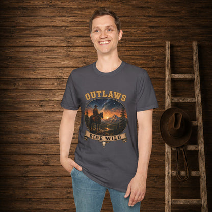Outlaws Ride Wild   Adult Size T-Shirt