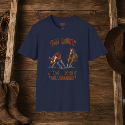No Quit Bulldogging  Adult T-Shirt