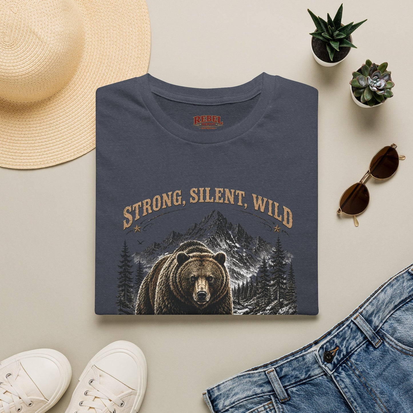 Strong Silent Wild Bear  Adult Size T-Shirt