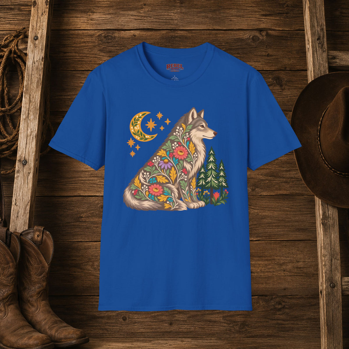 Fall Bloom Wolf  Adult Size T-Shirt