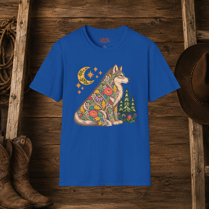 Fall Bloom Wolf  Adult Size T-Shirt