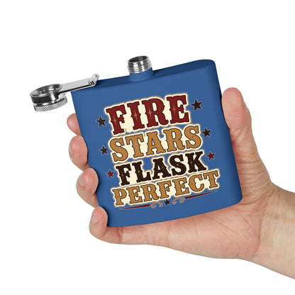 Fire Stars Flask   Stainless Steel Flask, 6oz