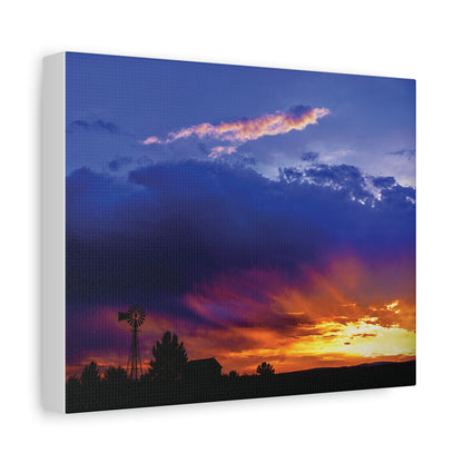 Windmill Sunset Matte Canvas Art