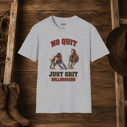 No Quit Bulldogging  Adult T-Shirt