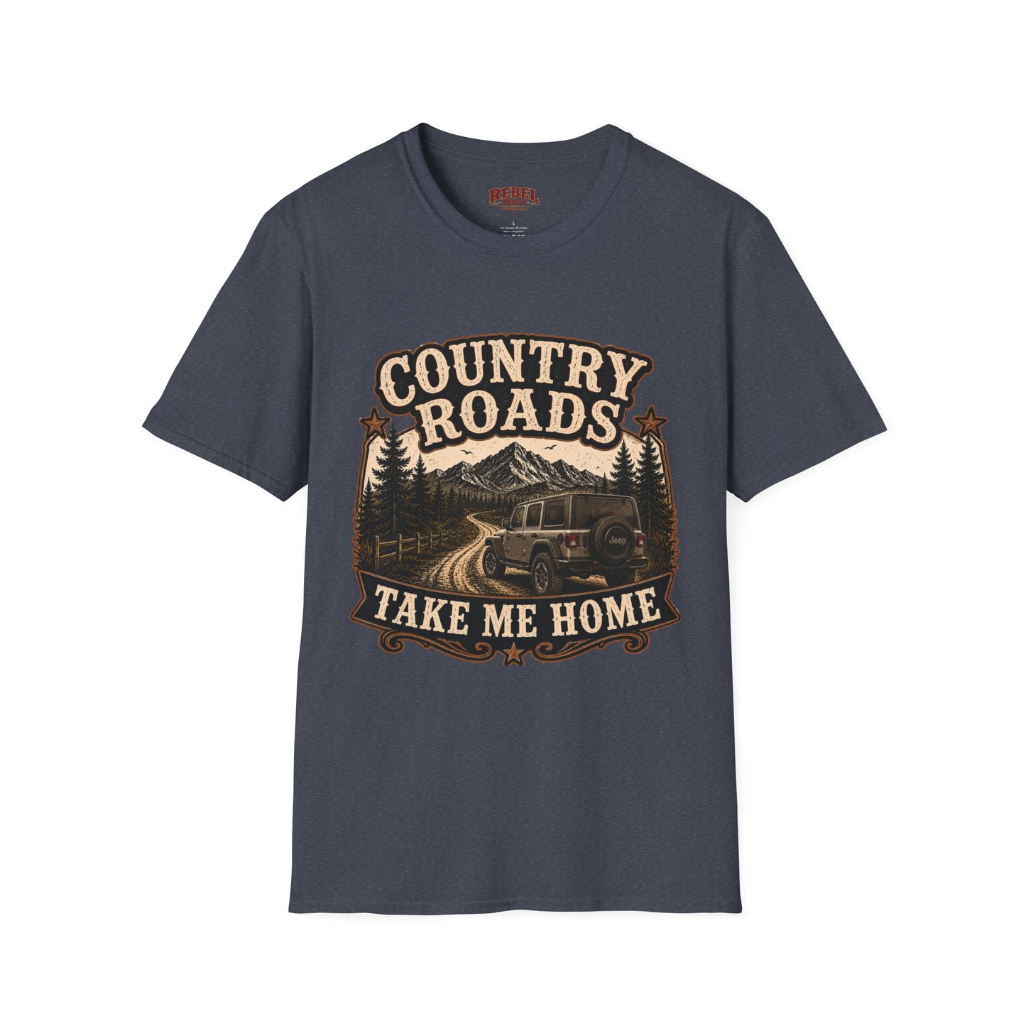 Country Roads Jeep  Adult Size T-Shirt
