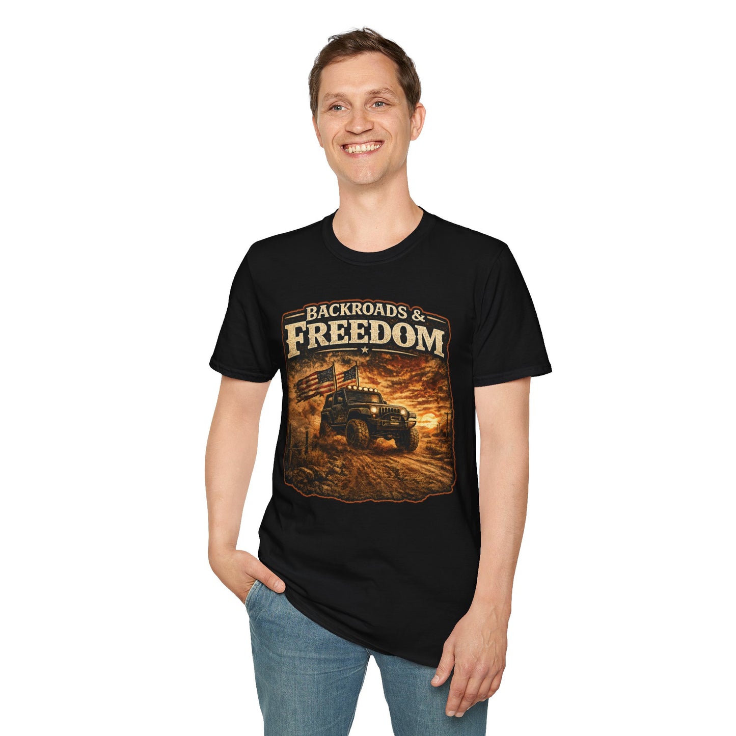 Backroads & Freedom  Adult Size T-Shirt