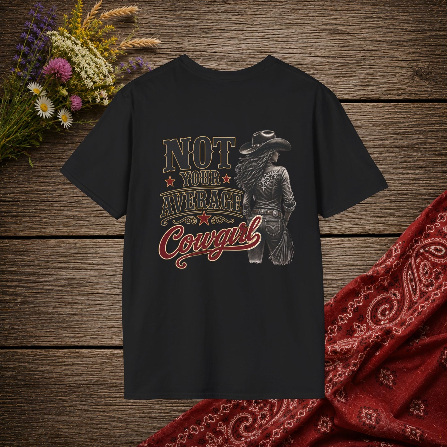Not Your Average Cowgirl (Back)  Adult T-Shirt