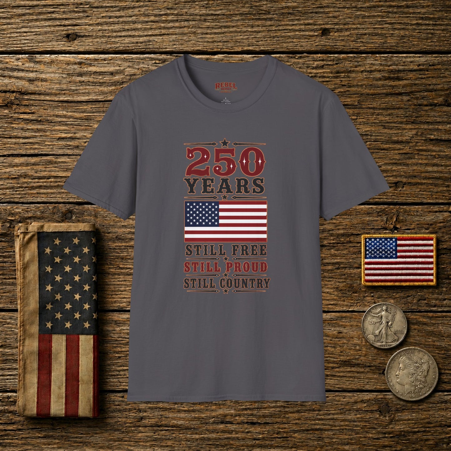 250 Years Free  Adult Size T-Shirt