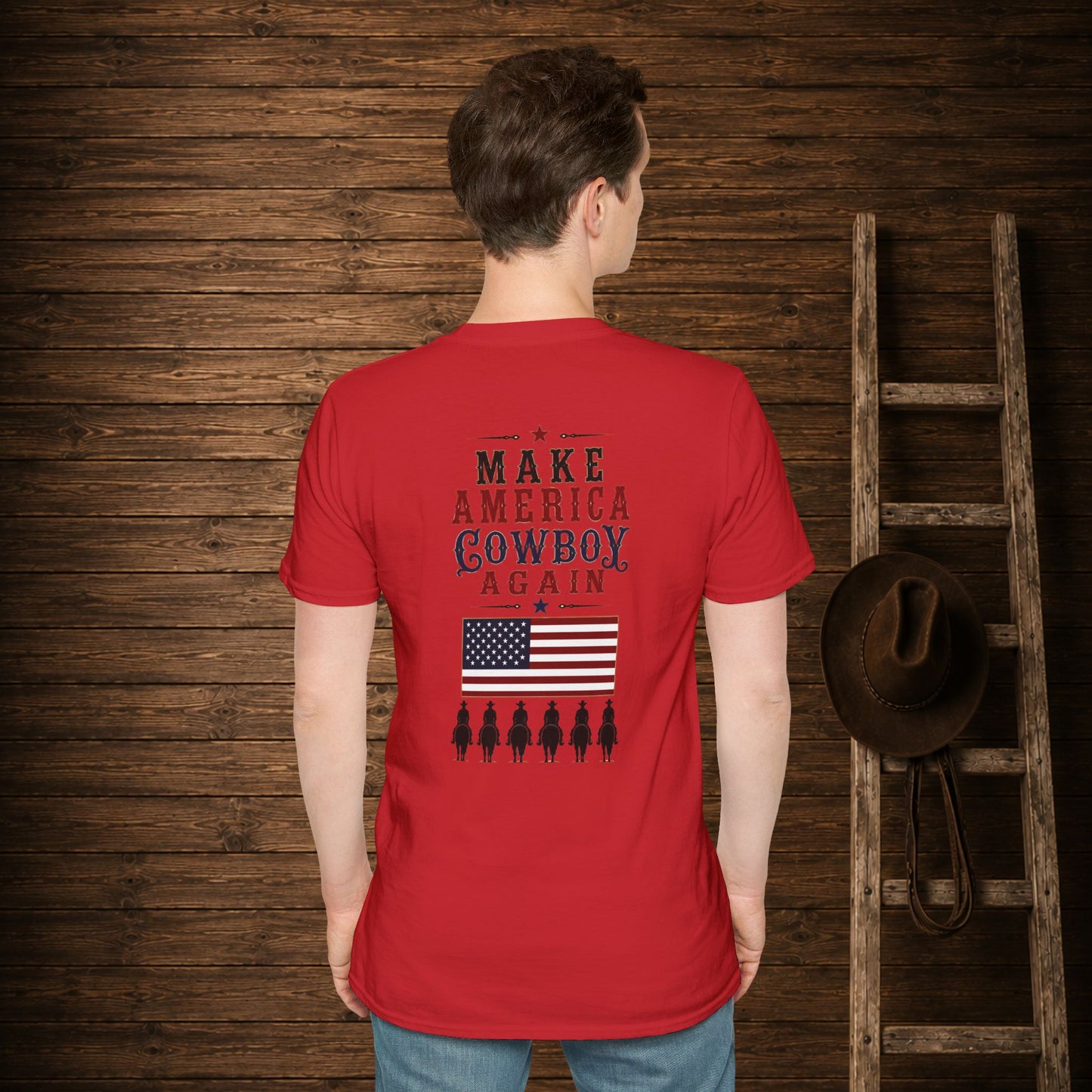 Make America Cowboy Again (Back)  Adult T-Shirt