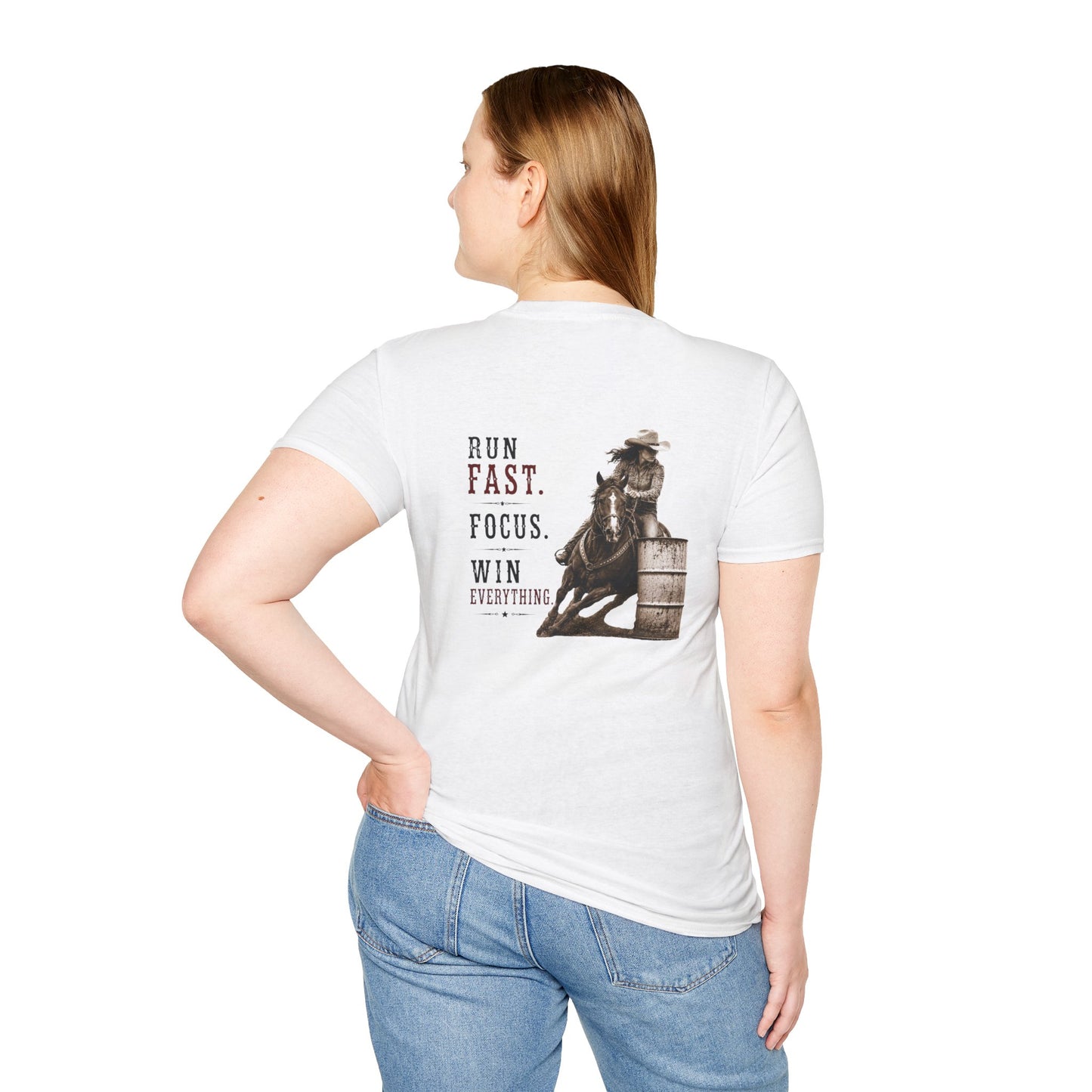 Run Focus Win Cowgirl  (Back) T-Shirt