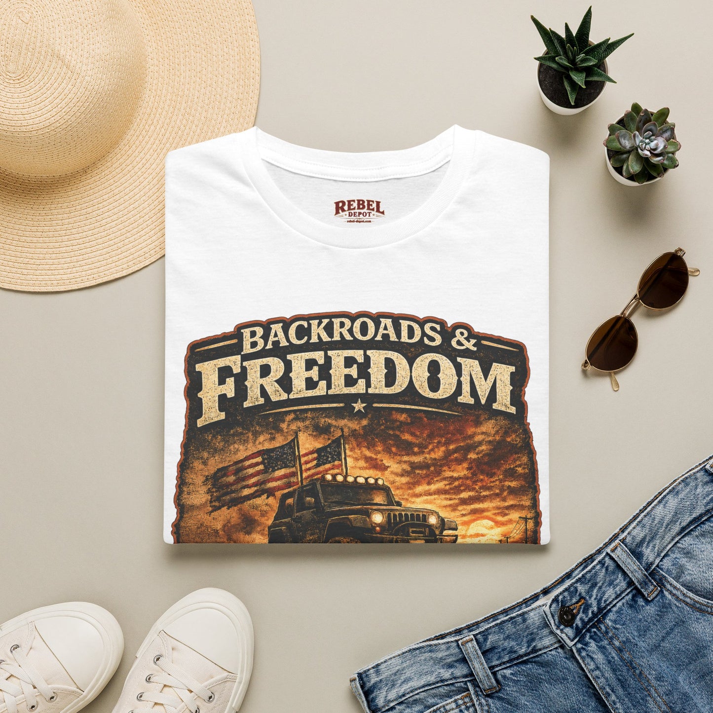 Backroads & Freedom  Adult Size T-Shirt