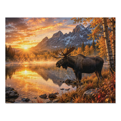 Morning Fall Moose  Jigsaw Puzzle with Tin
