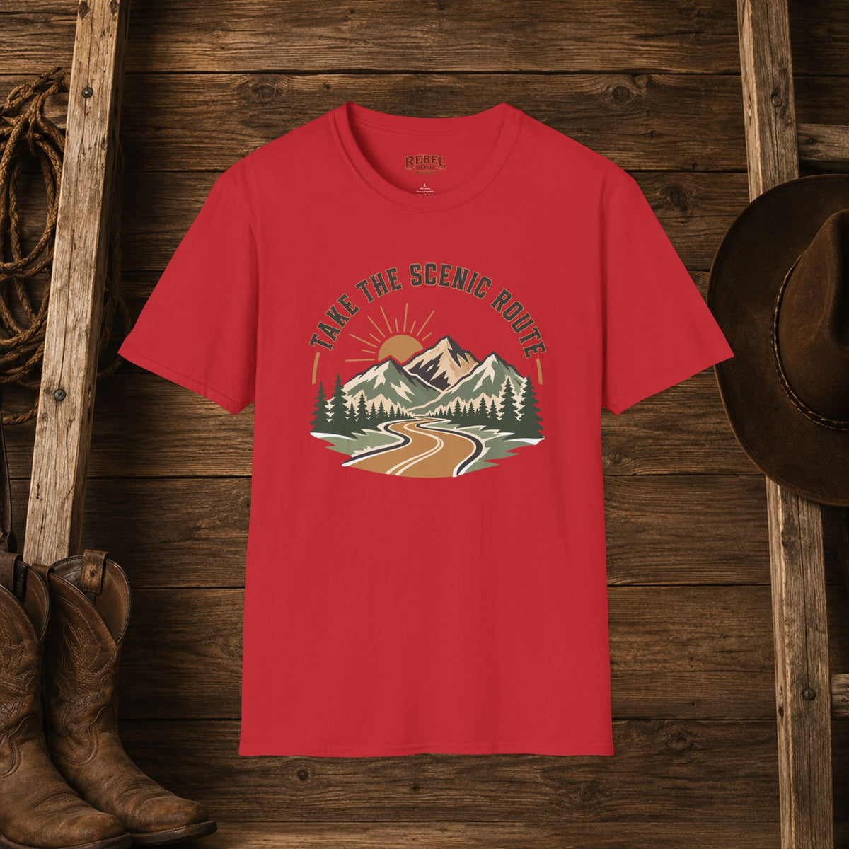 Take The Scenic Route  Adult Size T-Shirt