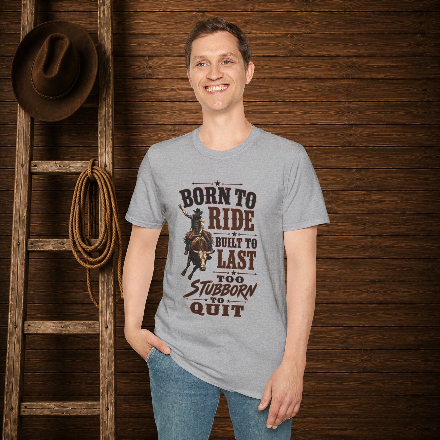 Born To Ride Bullrider  Adult T-Shirt