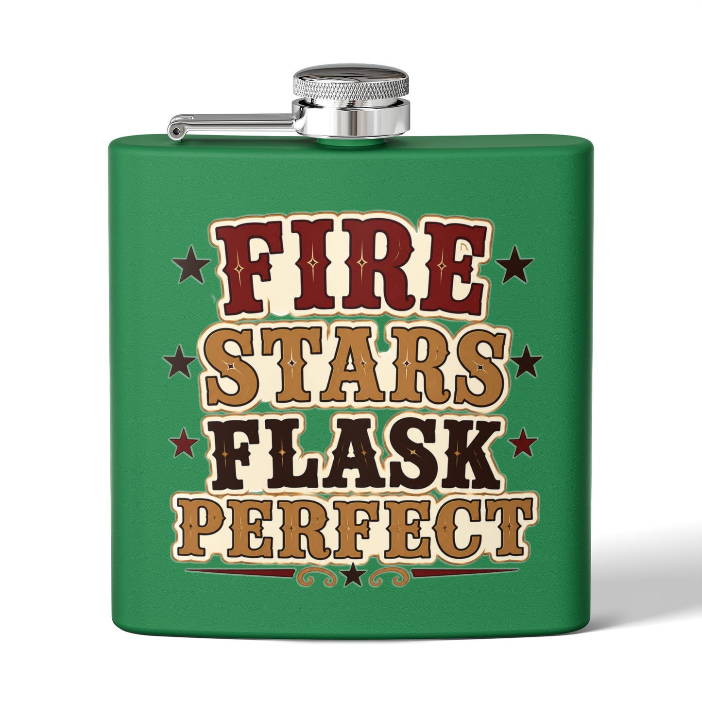 Fire Stars Flask   Stainless Steel Flask, 6oz