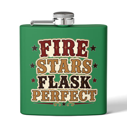 Fire Stars Flask   Stainless Steel Flask, 6oz