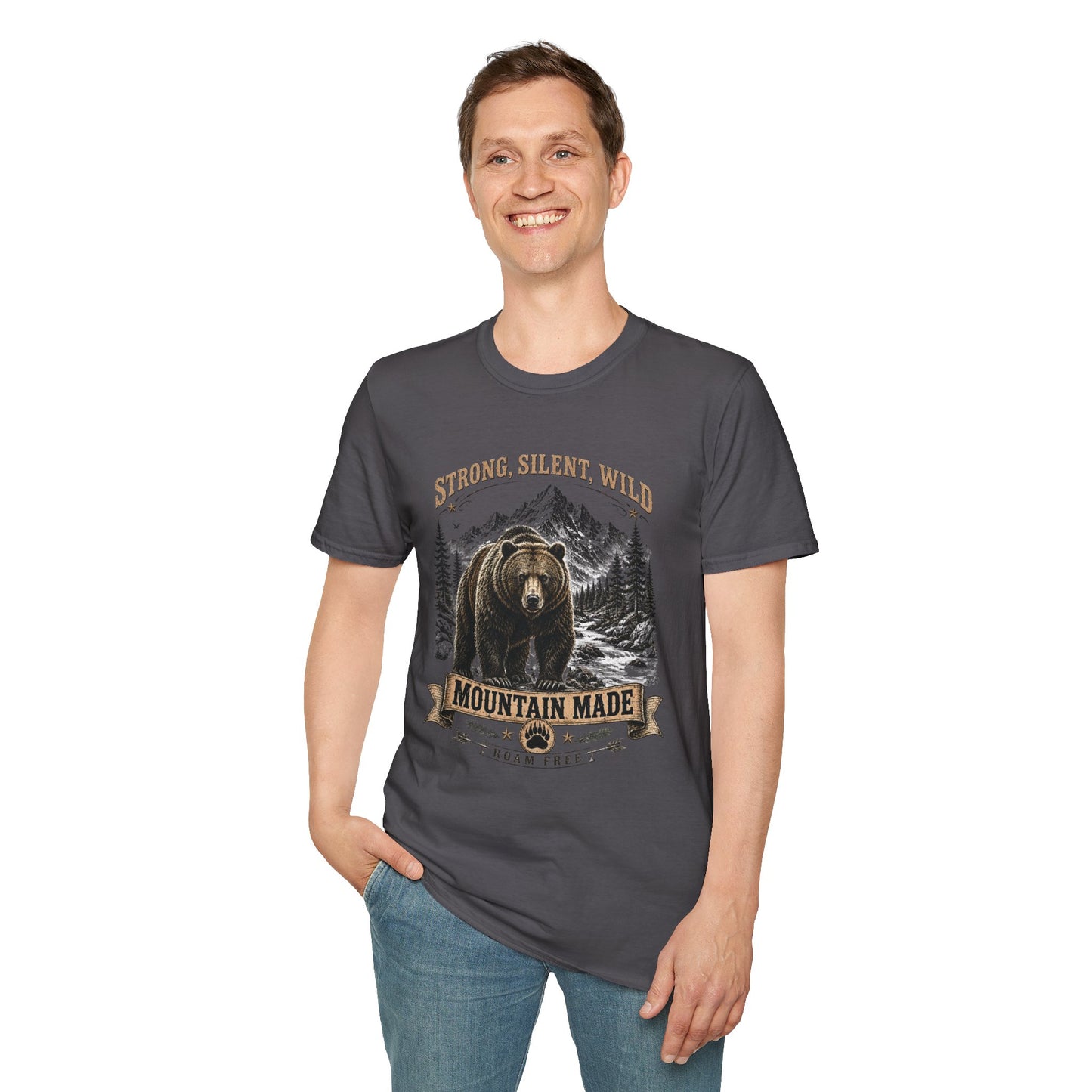 Strong Silent Wild Bear  Adult Size T-Shirt