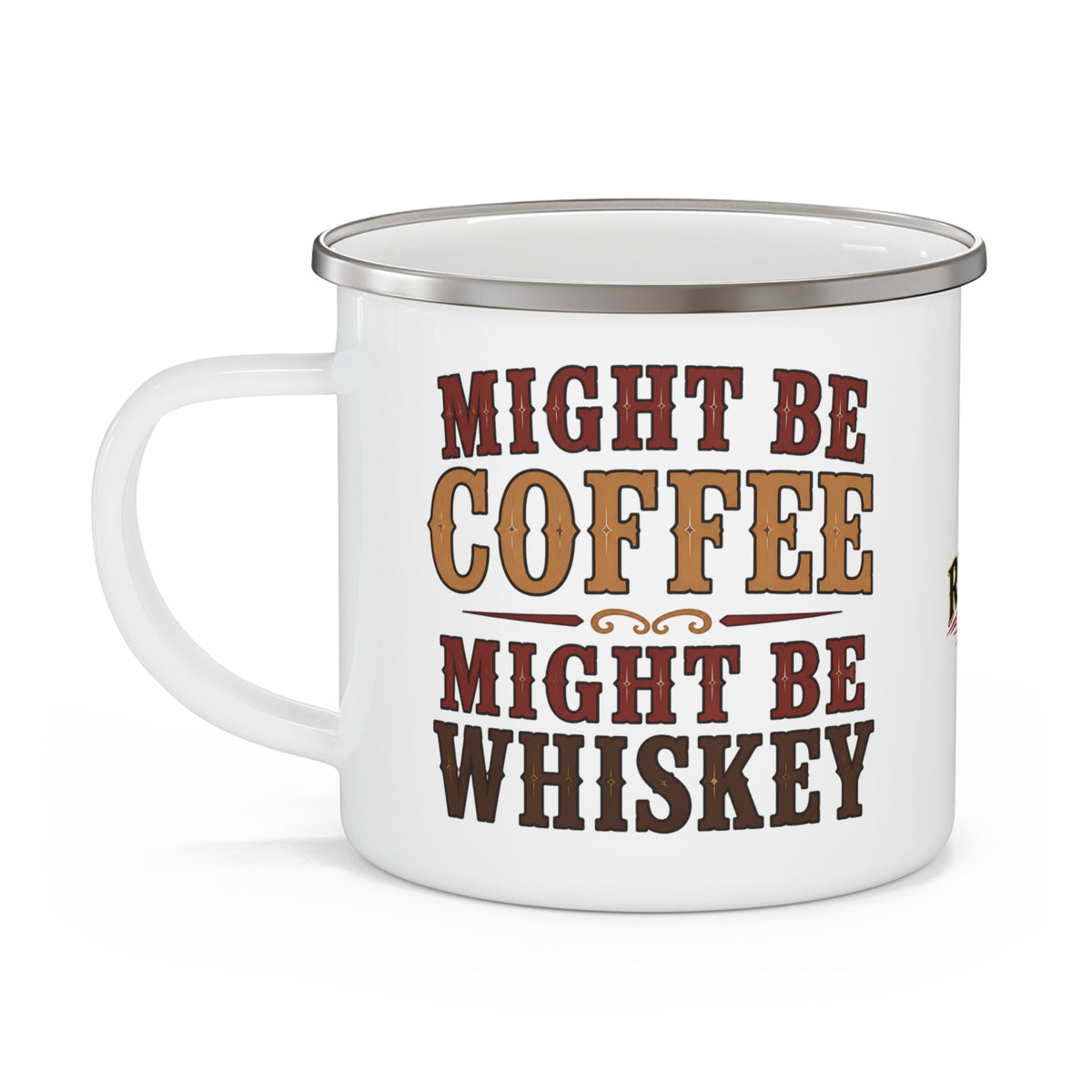 Coffee or Whiskey  Enamel Camping Mug