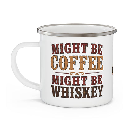 Coffee or Whiskey  Enamel Camping Mug
