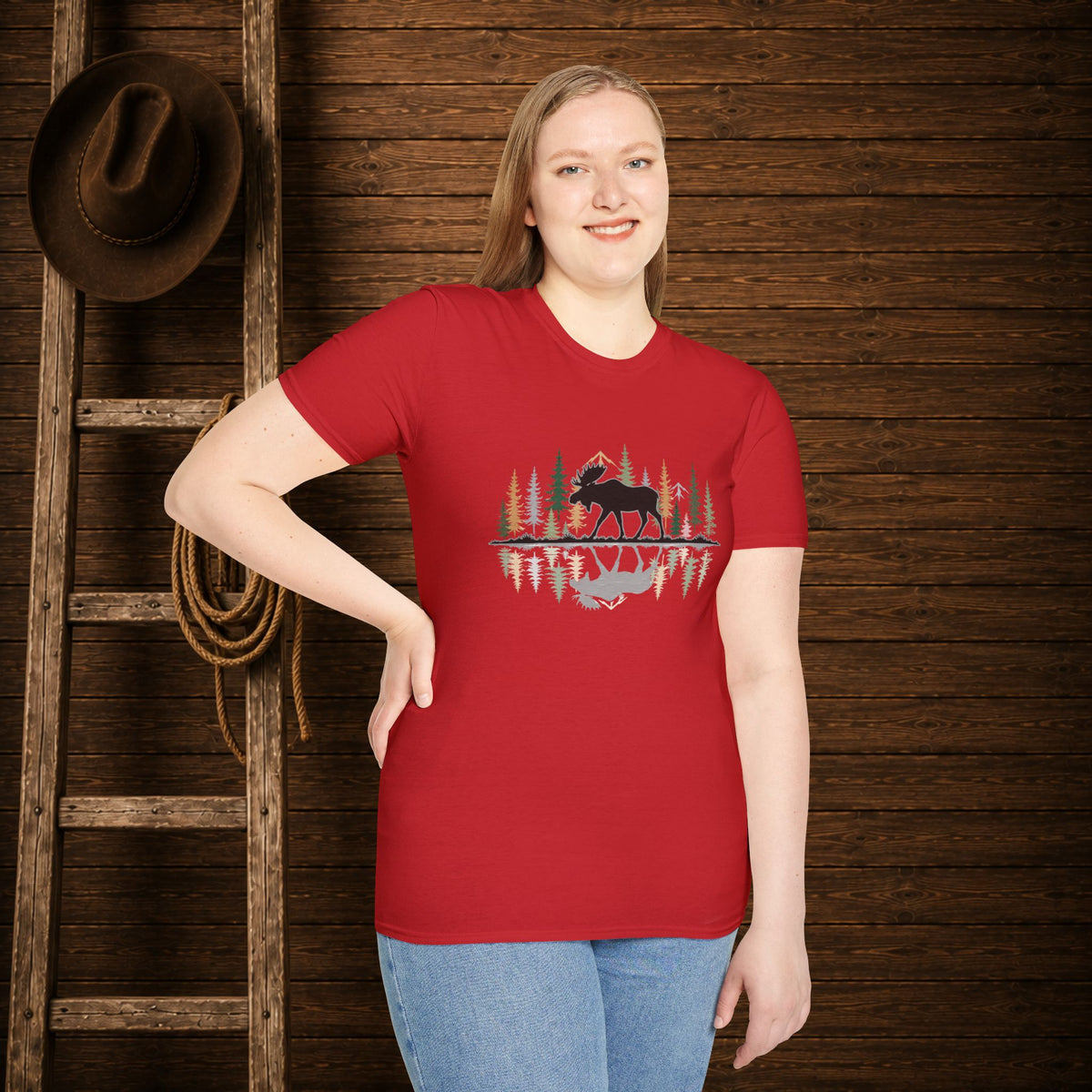 Morning Reflection Moose   Adult Size T-Shirt
