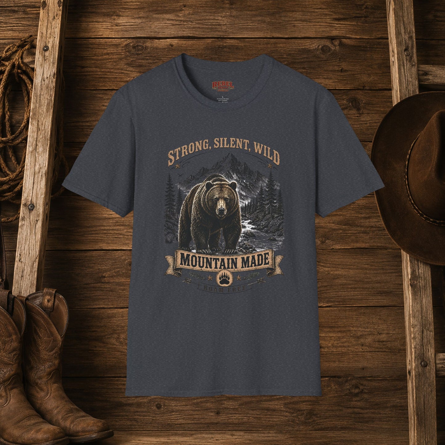 Strong Silent Wild Bear  Adult Size T-Shirt