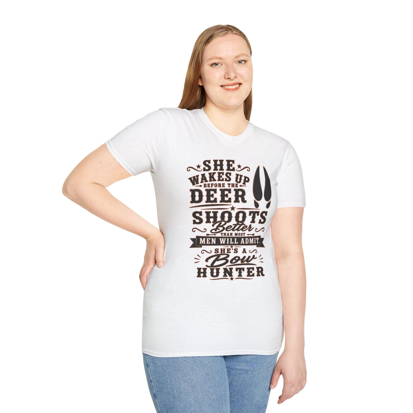 She's A Bow Hunter  Adult Size T-Shirt