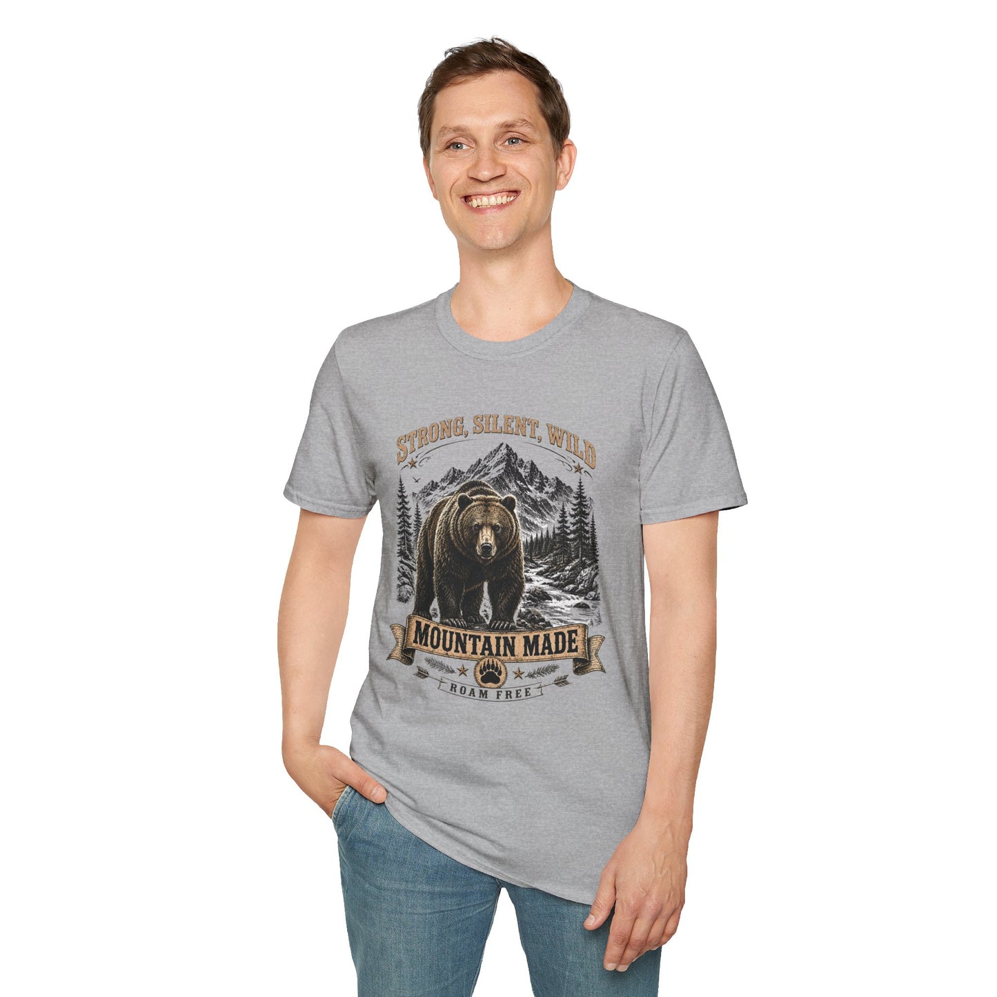 Strong Silent Wild Bear  Adult Size T-Shirt