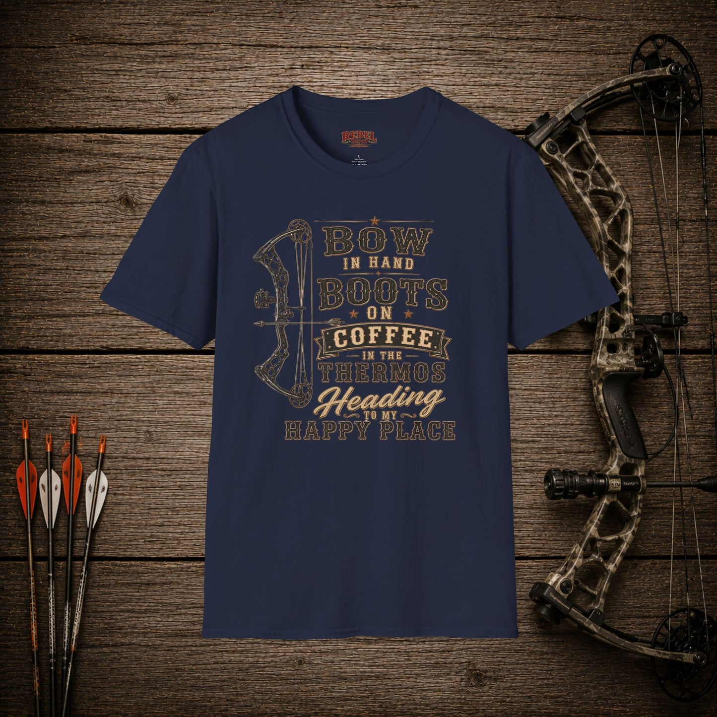 Bow Boots Coffee  Adult Size T-Shirt