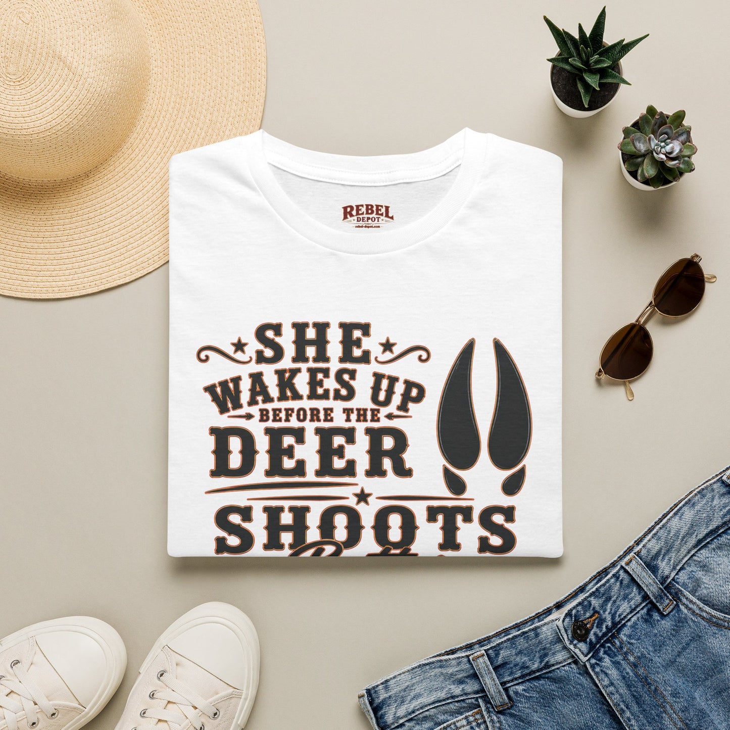 She's A Bow Hunter  Adult Size T-Shirt