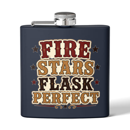 Fire Stars Flask   Stainless Steel Flask, 6oz