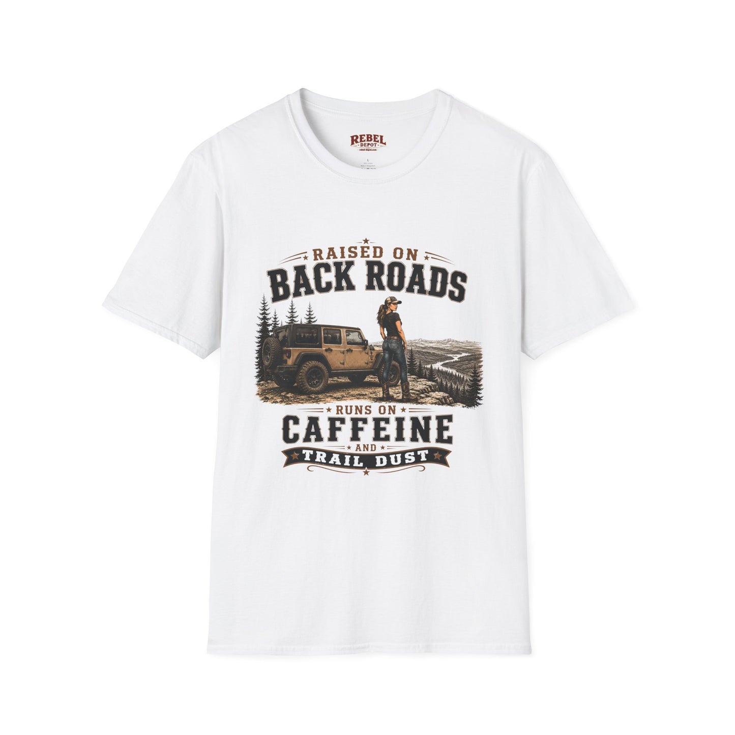 Backroads Caffeine Dust   Adult Size T-Shirt