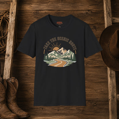 Take The Scenic Route  Adult Size T-Shirt