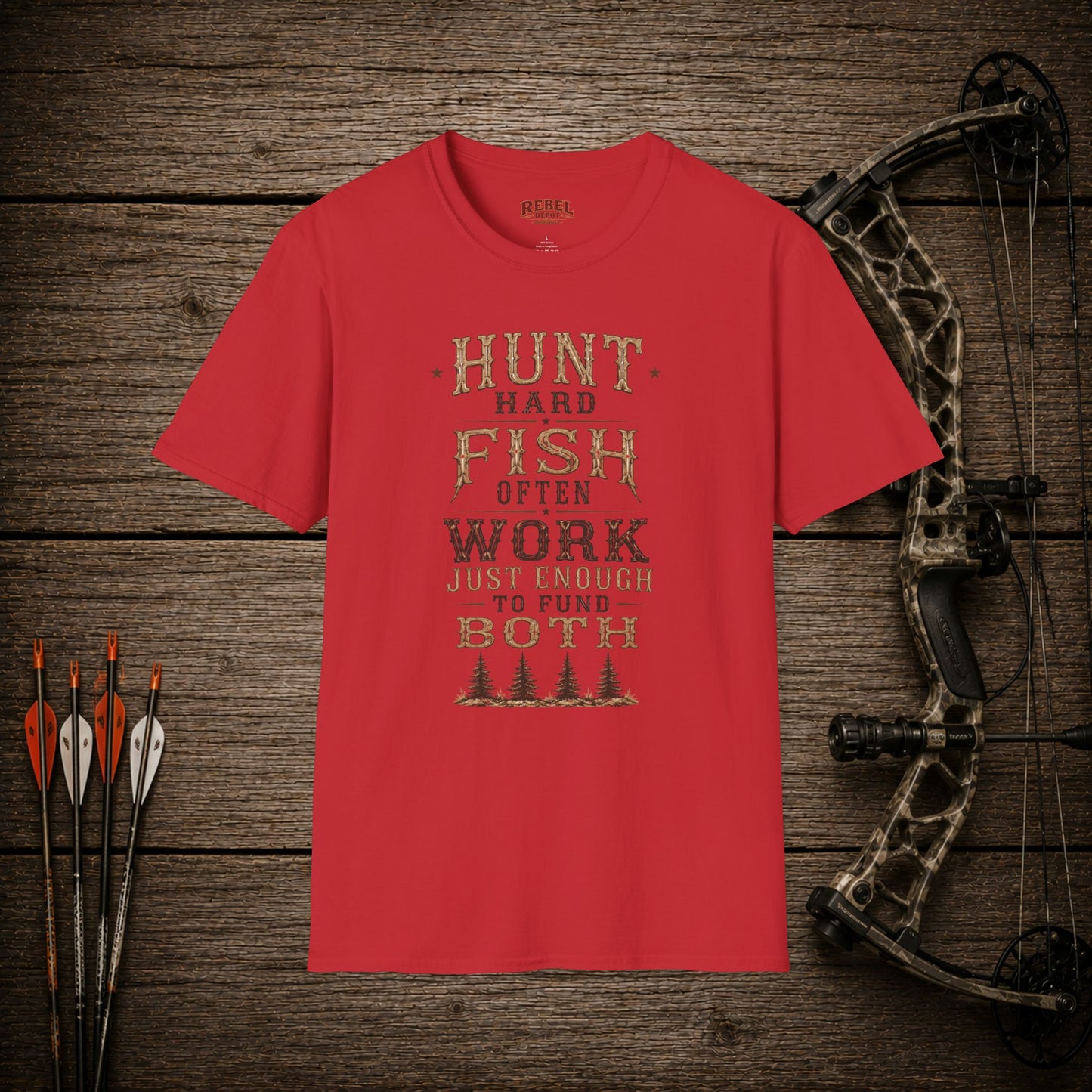 Hunt Fish Work  Adult Size T-Shirt