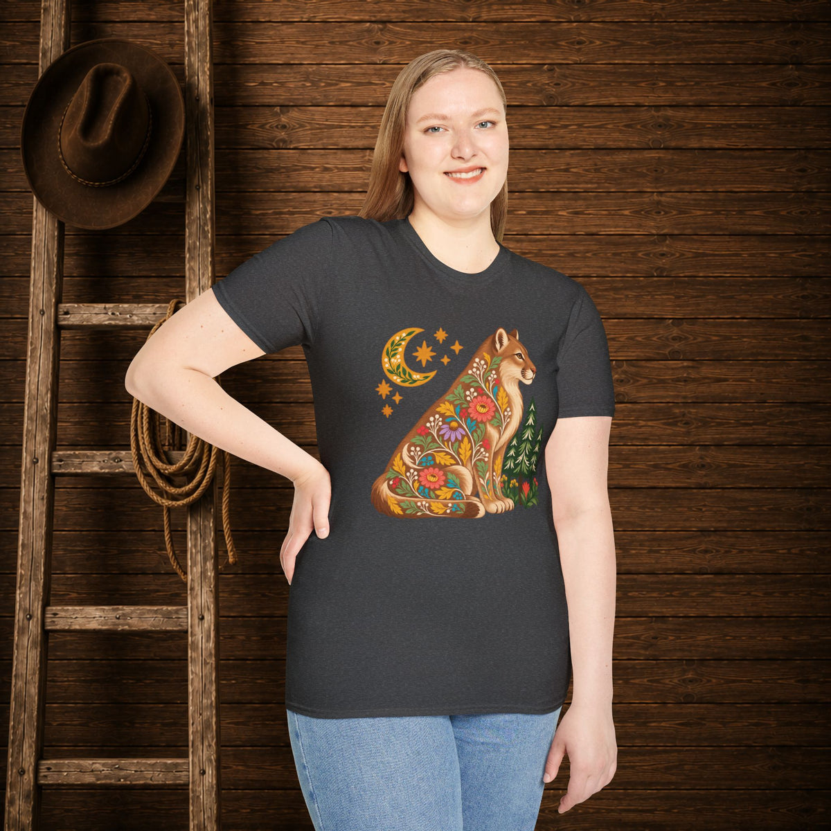 Fall Bloom Cougar   Adult Size T-Shirt