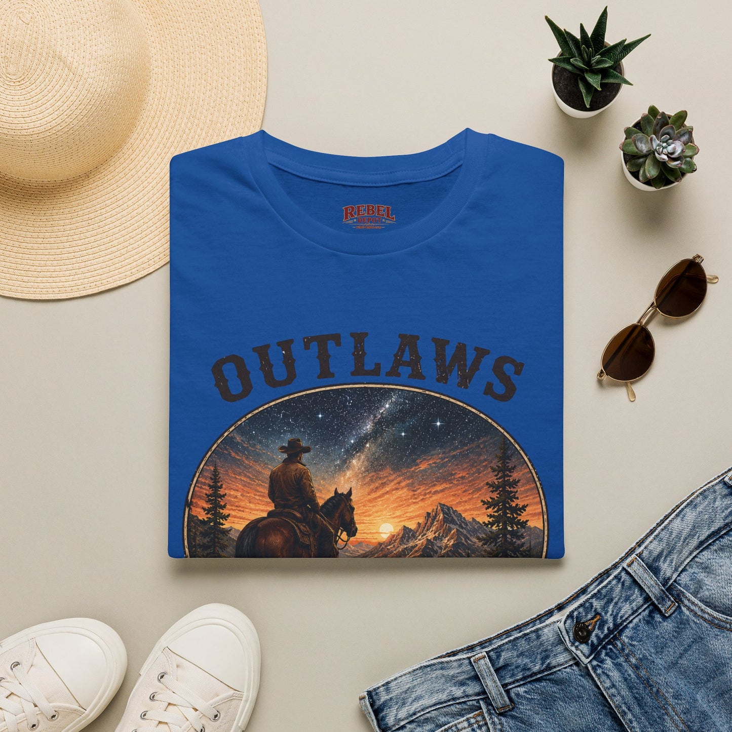 Outlaws Ride Wild   Adult Size T-Shirt