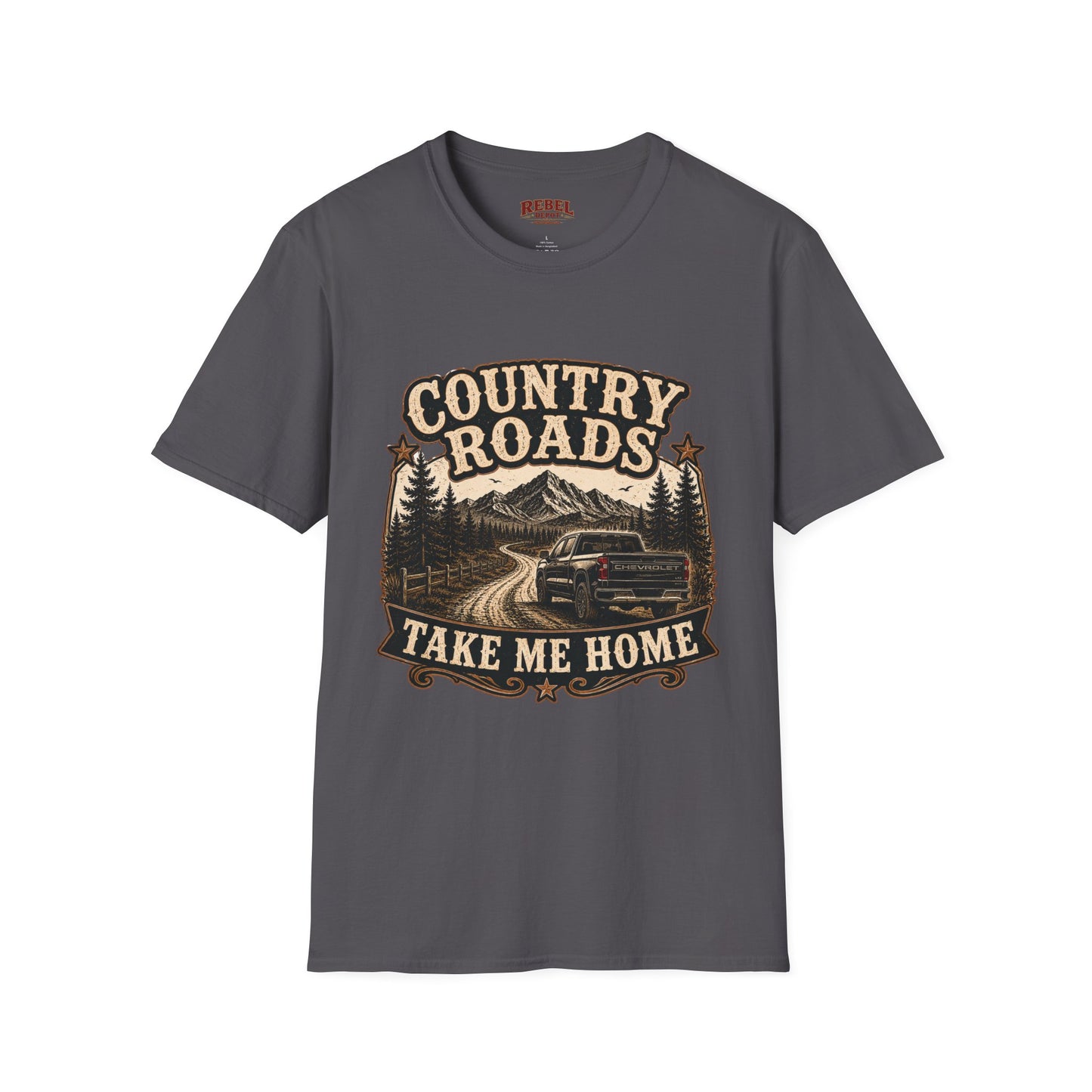 Country Roads Chevy   Adult Size T-Shirt