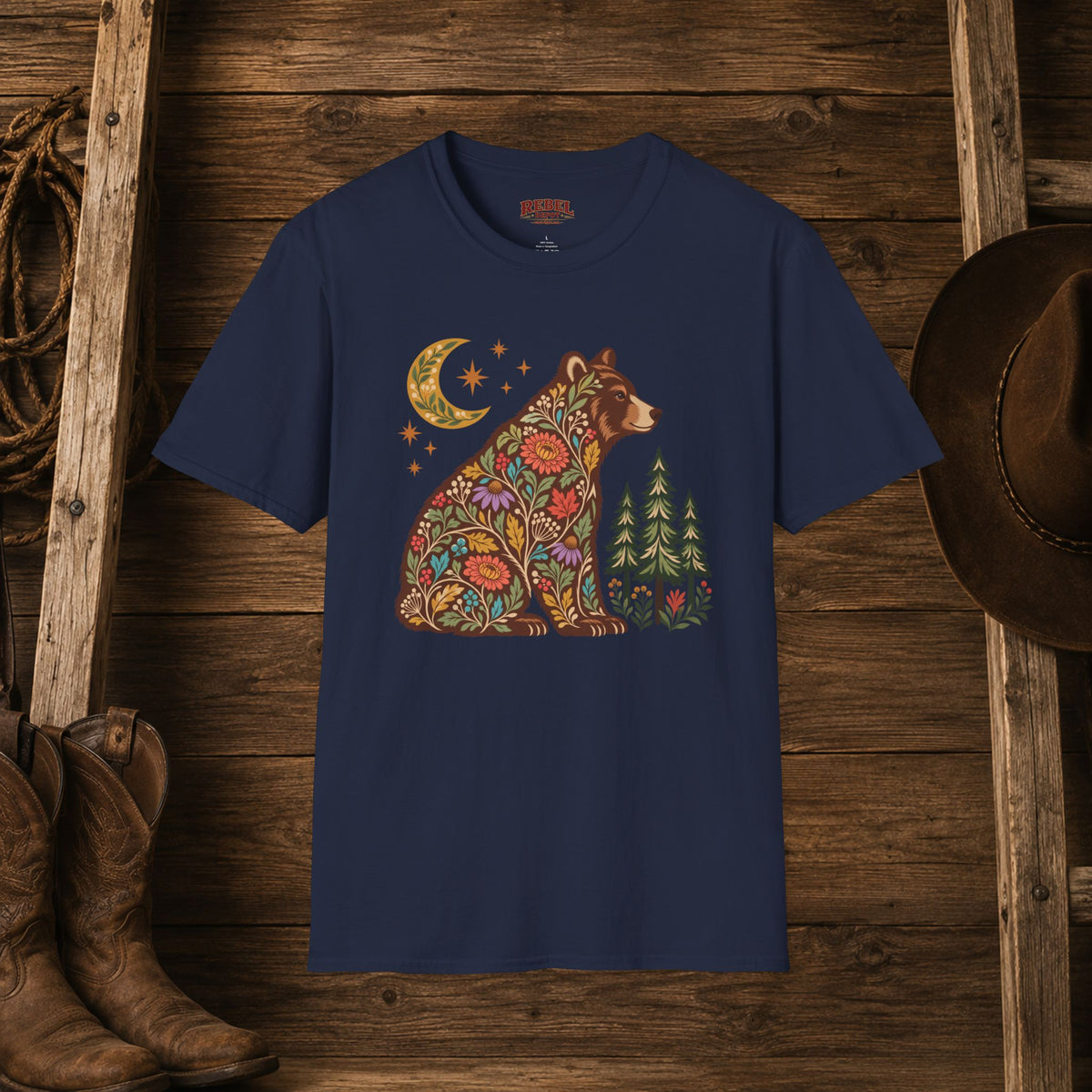 Fall Bloom Bear   Adult Size T-Shirt