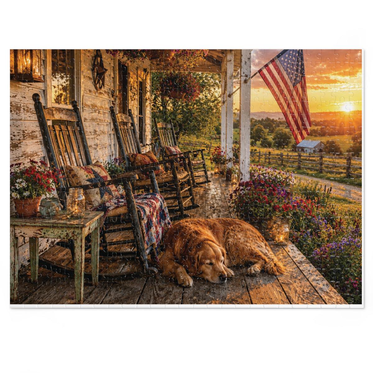 Country Porch  Jigsaw Puzzle with Tin