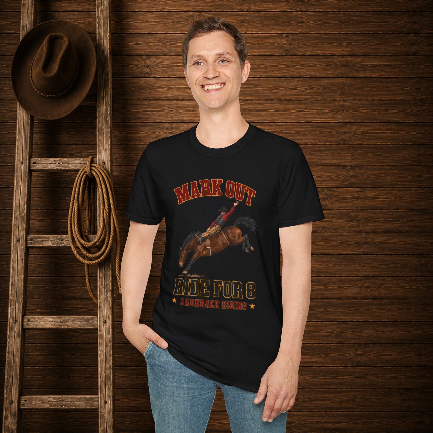 Mark Out Bareback Riding  Adult T-Shirt