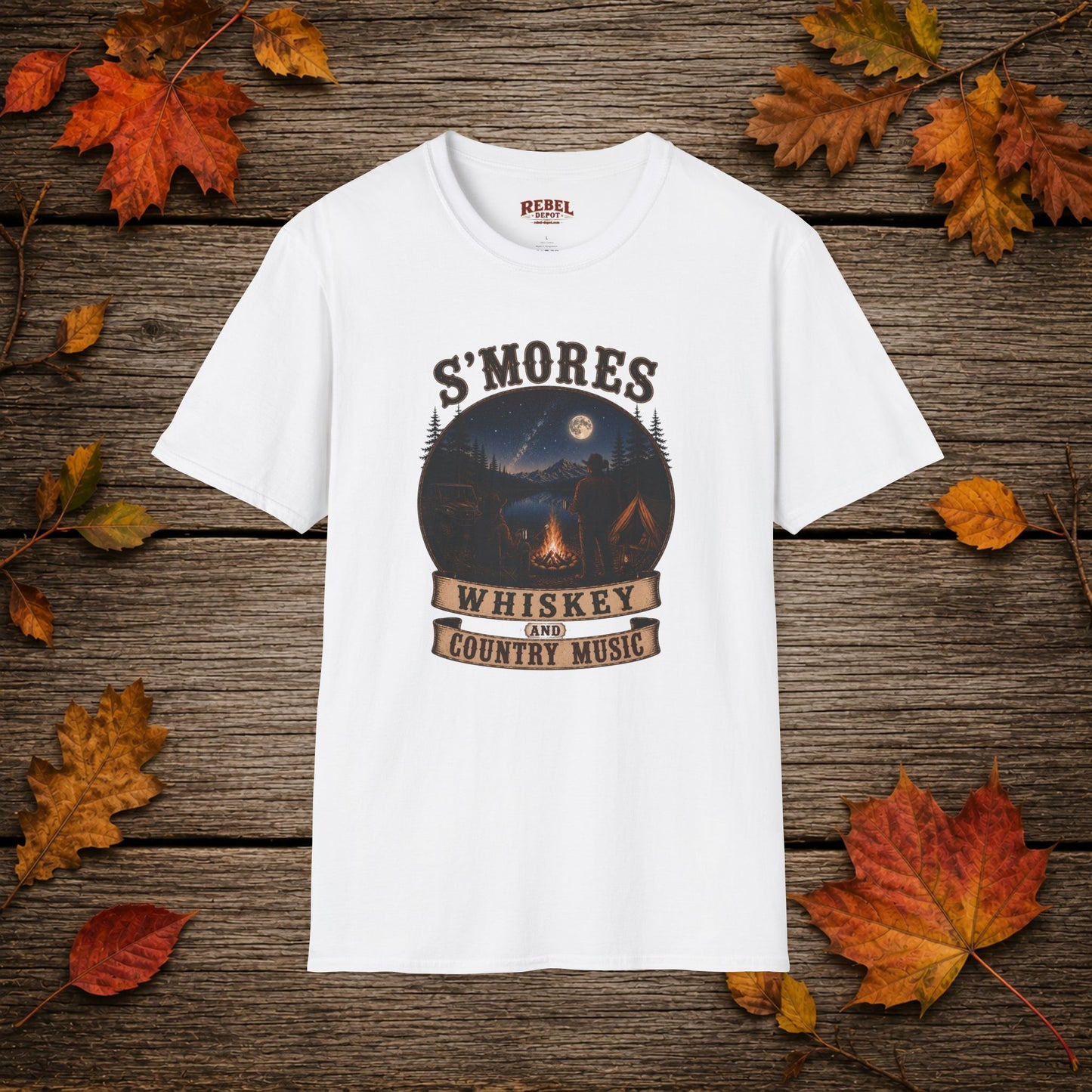 Smores Whiskey and Music   Adult Size T-Shirt