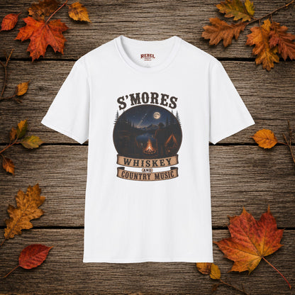 Smores Whiskey and Music   Adult Size T-Shirt