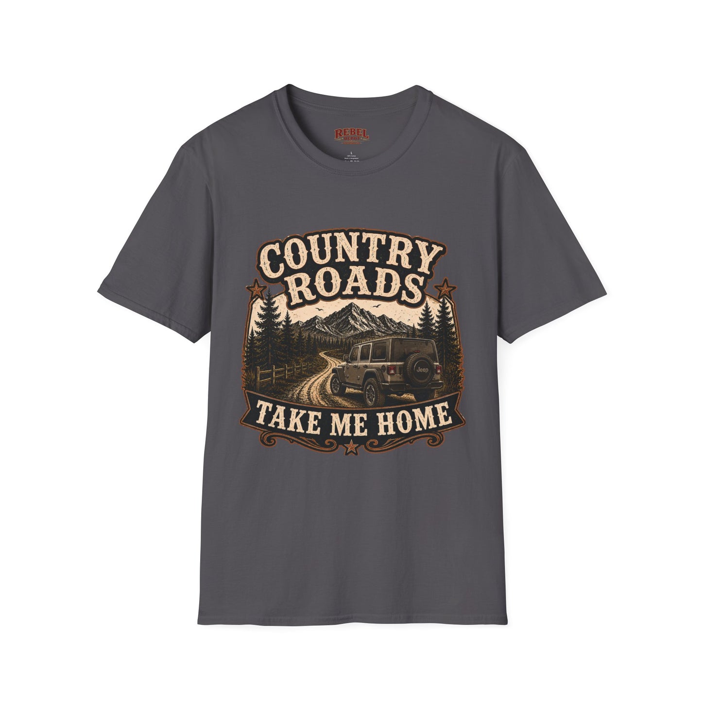 Country Roads Jeep  Adult Size T-Shirt
