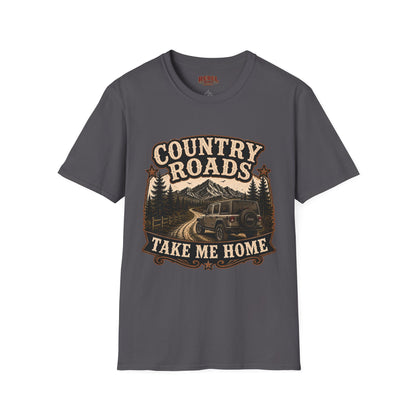 Country Roads Jeep  Adult Size T-Shirt