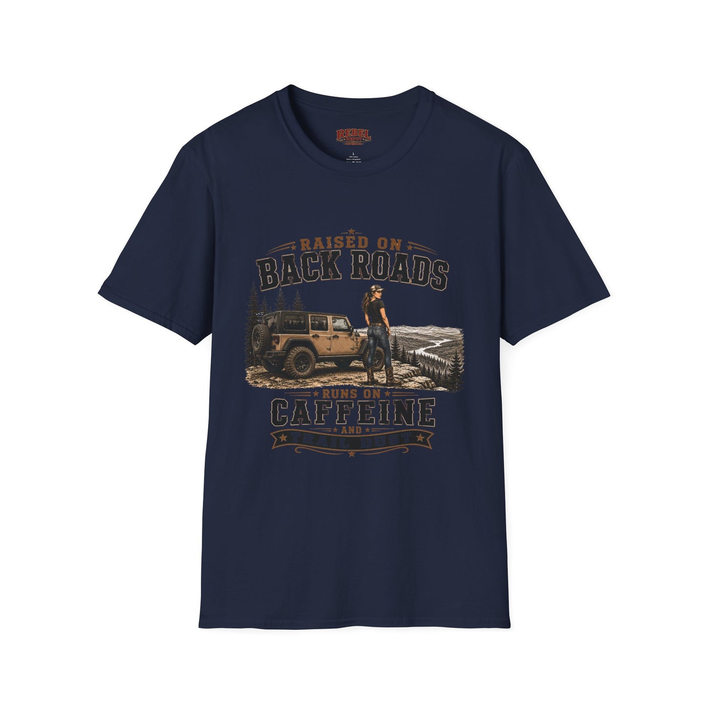 Backroads Caffeine Dust   Adult Size T-Shirt