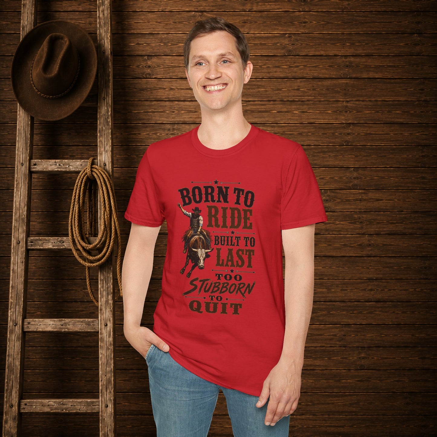 Born To Ride Bullrider  Adult T-Shirt