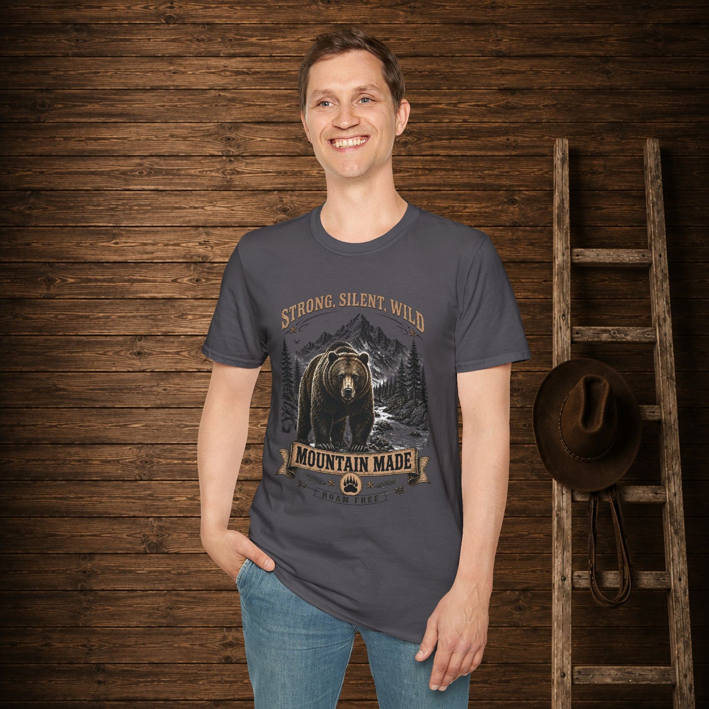 Strong Silent Wild Bear  Adult Size T-Shirt